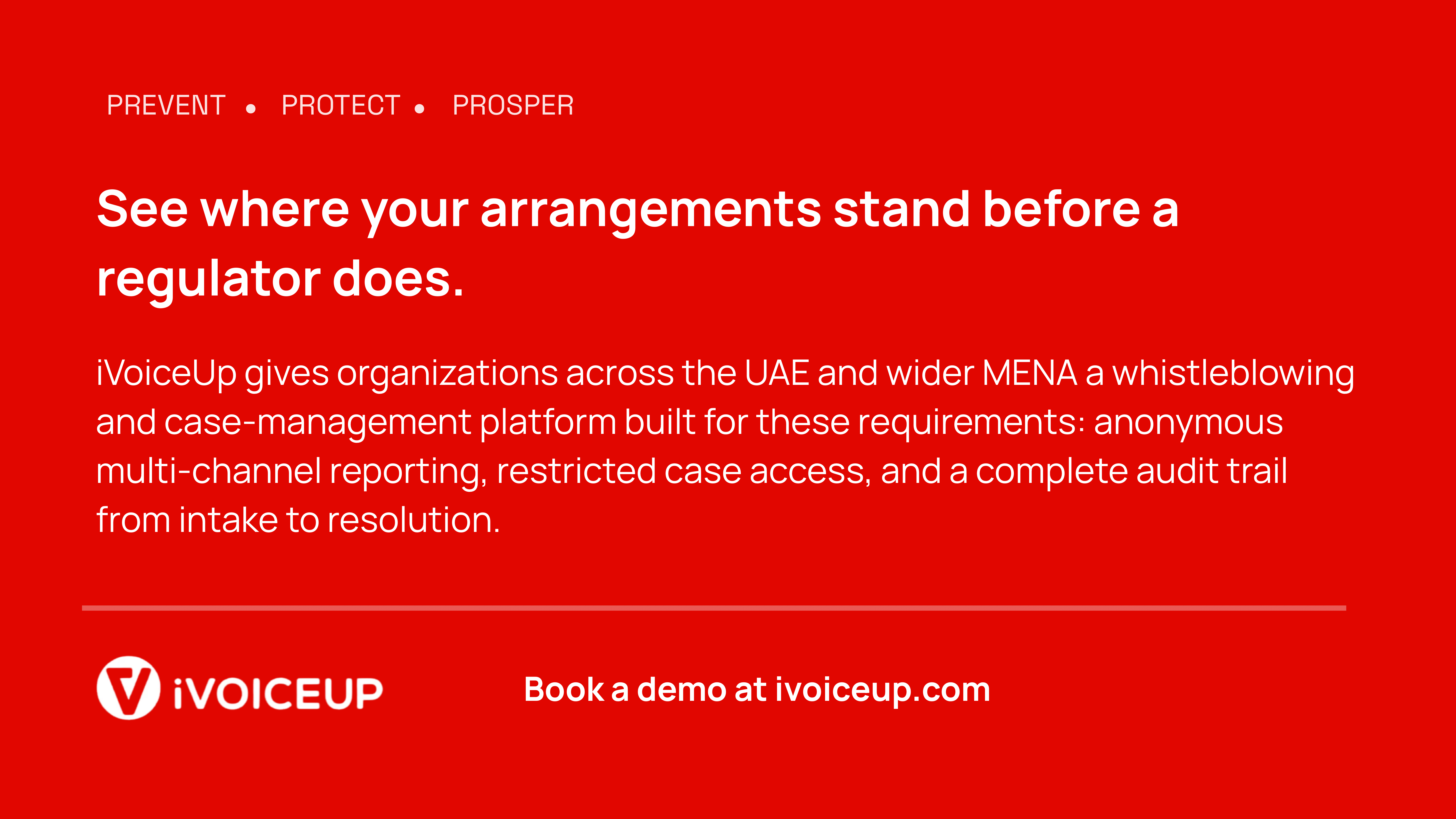 Prevent, protect, prosper: see where your arrangements stand before a regulator does.