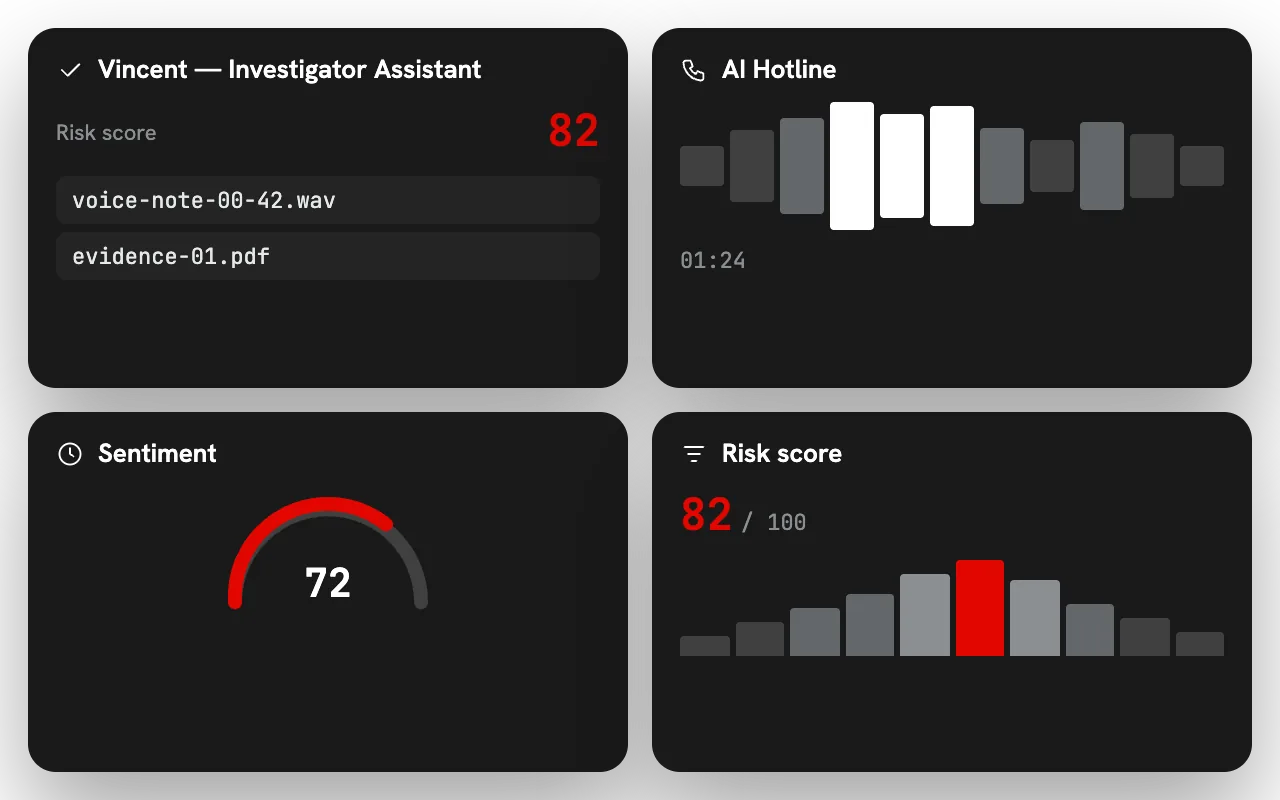 AI-Powered Whistleblowing and Case Management – iVoiceUp platform screenshot