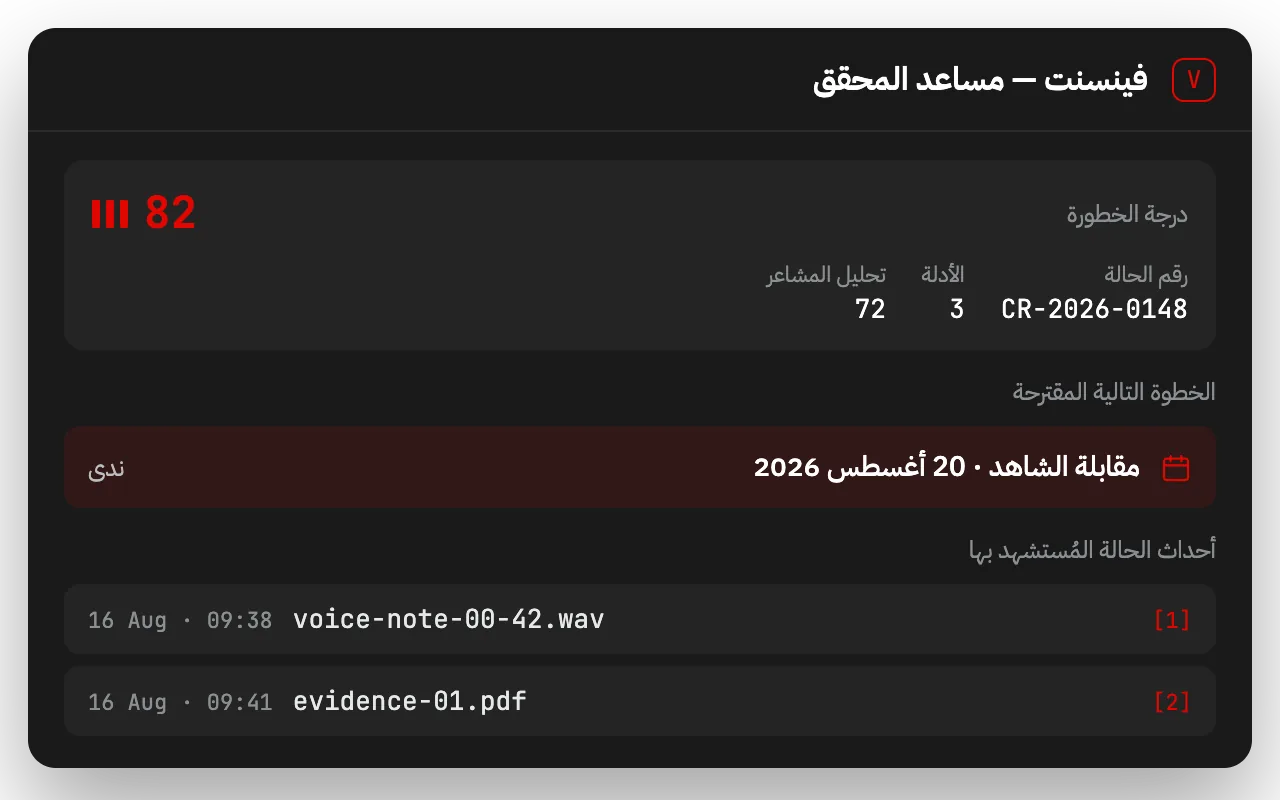 iVoiceUp AI — مساعد المحقّق Vincent، والخط الساخن المدعوم بالذكاء الاصطناعي، وتحليل المشاعر وتقييم المخاطر