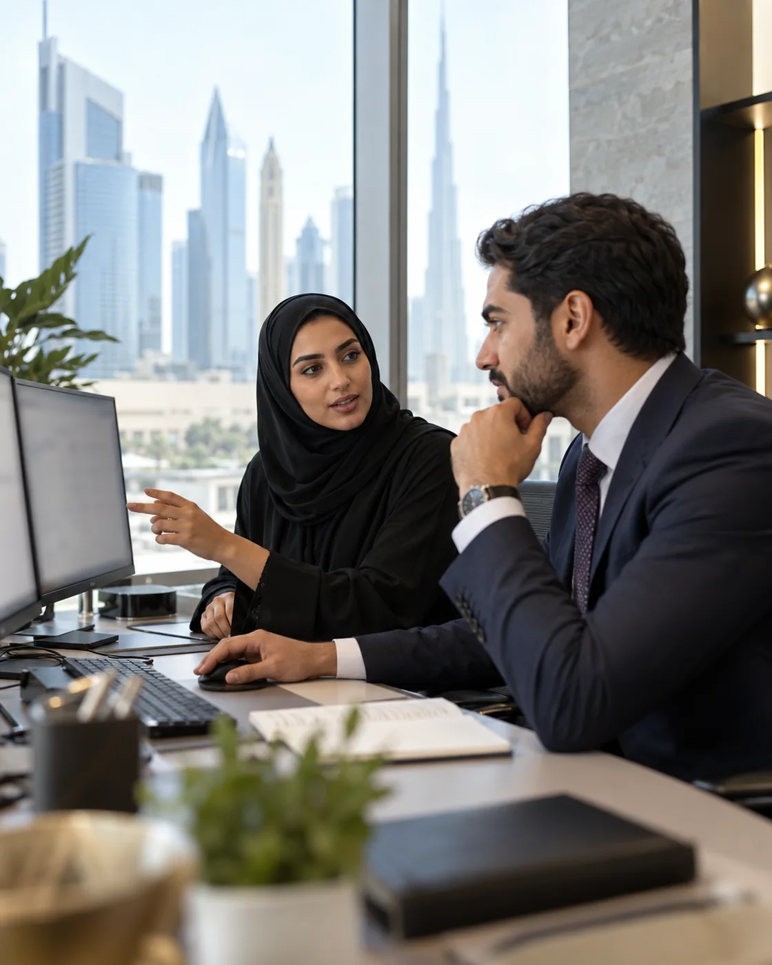 فريق الخدمات المالية أثناء العمل