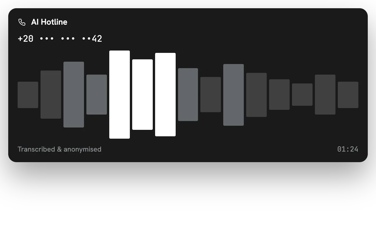 AI Hotline — anonymous voice reporting – iVoiceUp screenshot