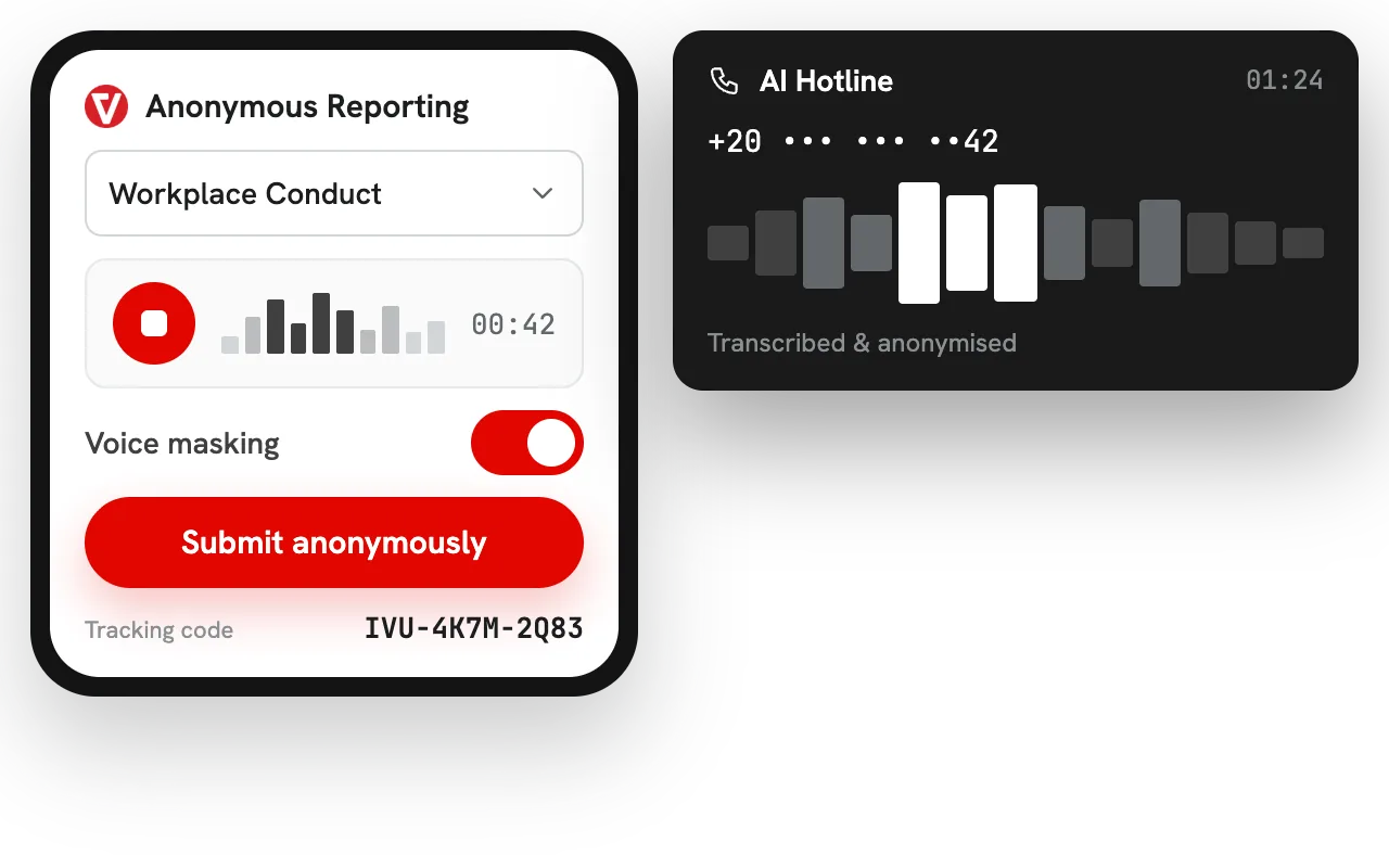 Anonymous Reporting That's Simple & Compliant – iVoiceUp platform screenshot