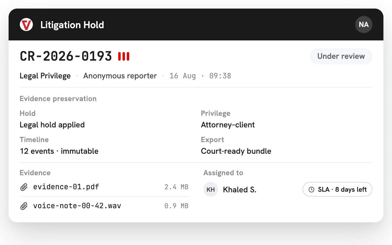 iVoiceUp case workspace for Legal teams